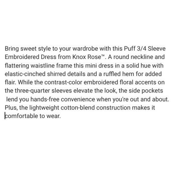 Knox Rose Women's SZ L White Tiered Dress With Shoulder Embroidery NWT - Picture 6 of 9